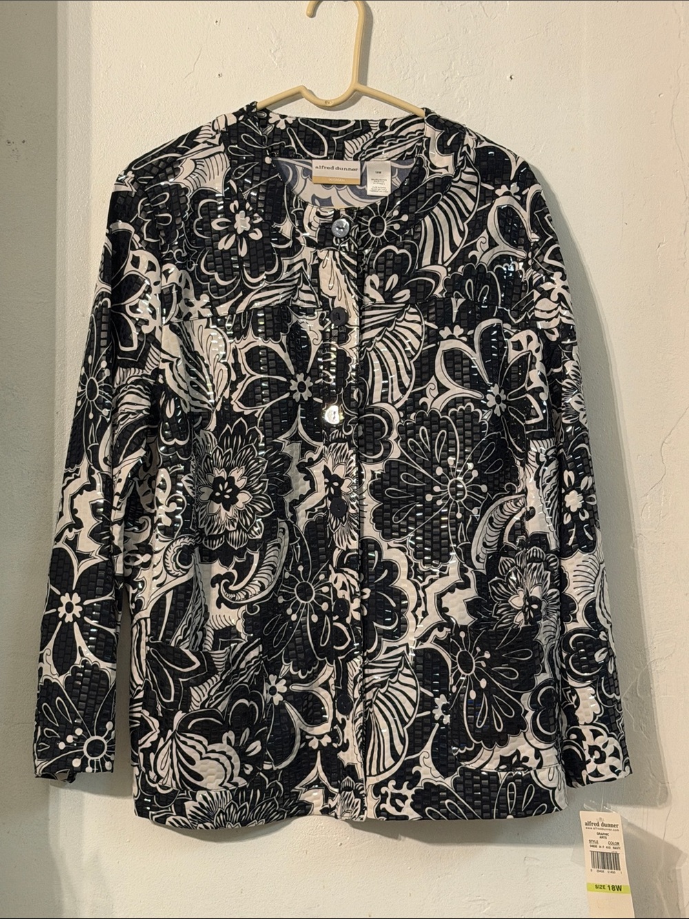 Alfred Dunner Black & White Floral Blazer